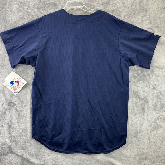 VTG NWT Atlanta Braves Majestic USA Made Jersey Adult XL Blue MLB Team Apparel - Picture 15 of 16